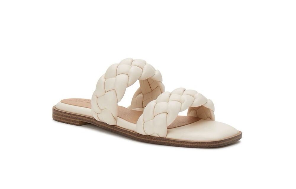 Women's Time & Tru Braided Two Band Sandals Bone Size 8
